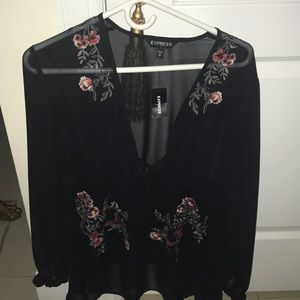 BRAND NEW WITH TAGS- Express sheer top with tie!